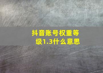 抖音账号权重等级1.3什么意思