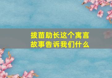 拔苗助长这个寓言故事告诉我们什么