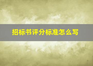 招标书评分标准怎么写