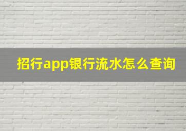 招行app银行流水怎么查询