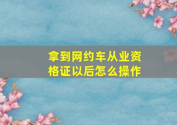 拿到网约车从业资格证以后怎么操作