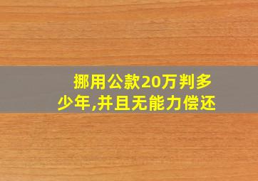 挪用公款20万判多少年,并且无能力偿还