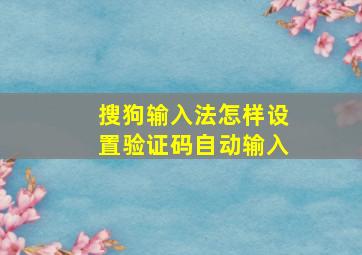 搜狗输入法怎样设置验证码自动输入