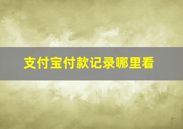 支付宝付款记录哪里看