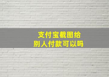 支付宝截图给别人付款可以吗