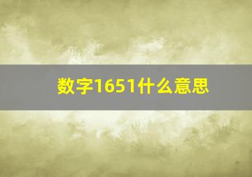 数字1651什么意思