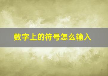 数字上的符号怎么输入