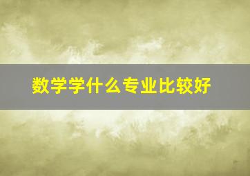 数学学什么专业比较好