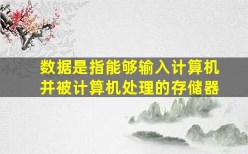 数据是指能够输入计算机并被计算机处理的存储器