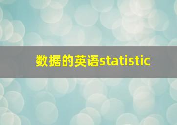 数据的英语statistic