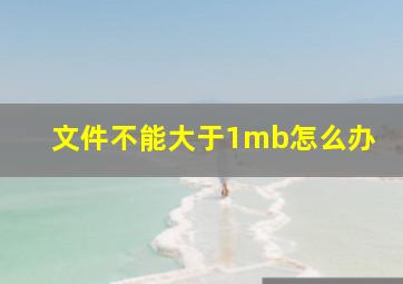 文件不能大于1mb怎么办