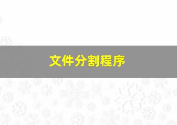 文件分割程序