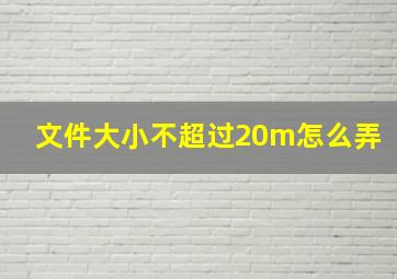 文件大小不超过20m怎么弄