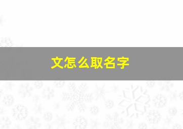 文怎么取名字