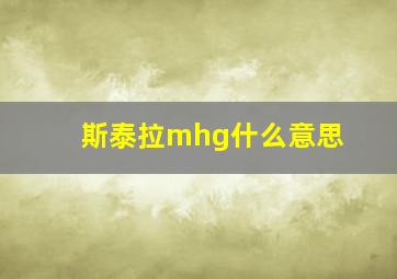 斯泰拉mhg什么意思