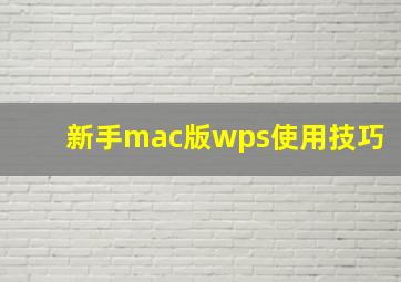 新手mac版wps使用技巧