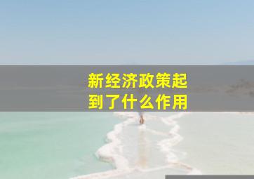 新经济政策起到了什么作用