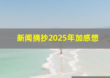 新闻摘抄2025年加感想