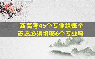 新高考45个专业组每个志愿必须填够6个专业吗