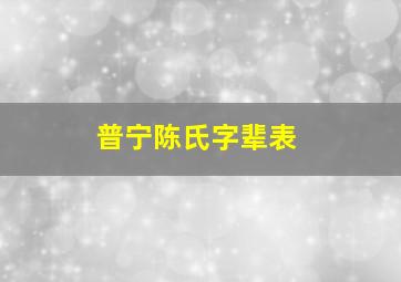 普宁陈氏字辈表