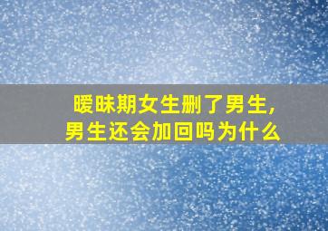 暧昧期女生删了男生,男生还会加回吗为什么