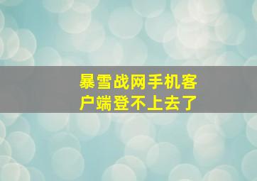 暴雪战网手机客户端登不上去了