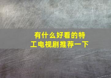 有什么好看的特工电视剧推荐一下