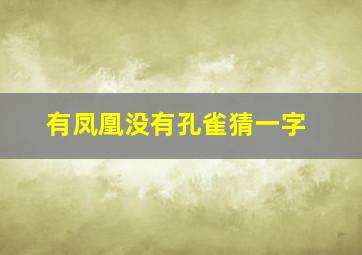 有凤凰没有孔雀猜一字