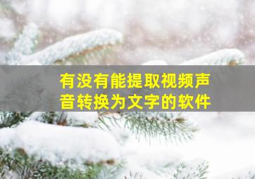 有没有能提取视频声音转换为文字的软件