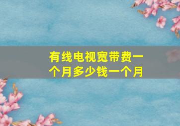 有线电视宽带费一个月多少钱一个月