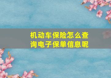 机动车保险怎么查询电子保单信息呢