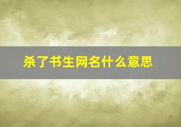 杀了书生网名什么意思