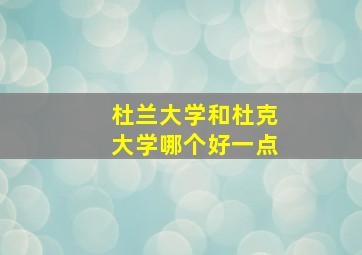 杜兰大学和杜克大学哪个好一点