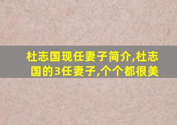 杜志国现任妻子简介,杜志国的3任妻子,个个都很美