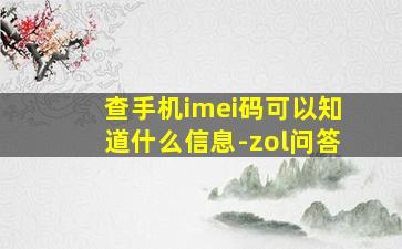 查手机imei码可以知道什么信息-zol问答