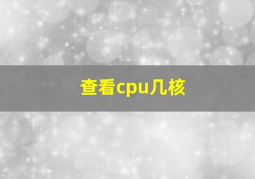 查看cpu几核