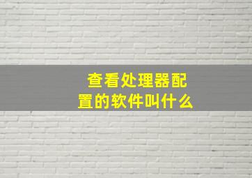 查看处理器配置的软件叫什么