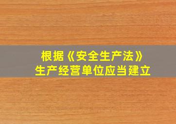 根据《安全生产法》生产经营单位应当建立