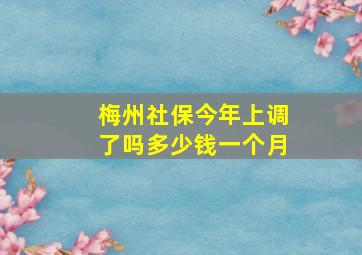 梅州社保今年上调了吗多少钱一个月