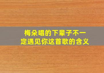 梅朵唱的下辈子不一定遇见你这首歌的含义