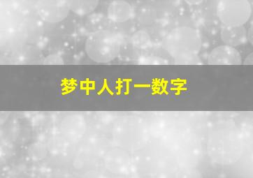 梦中人打一数字