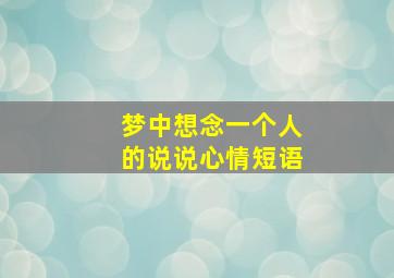 梦中想念一个人的说说心情短语