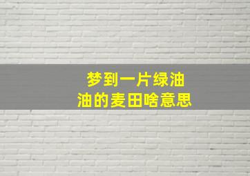 梦到一片绿油油的麦田啥意思