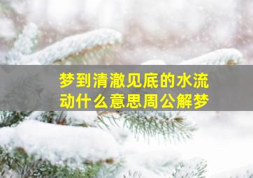 梦到清澈见底的水流动什么意思周公解梦