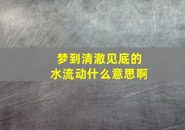 梦到清澈见底的水流动什么意思啊