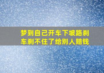 梦到自己开车下坡路刹车刹不住了给别人赔钱