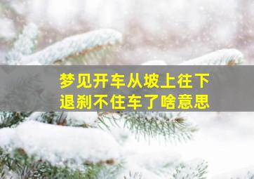 梦见开车从坡上往下退刹不住车了啥意思