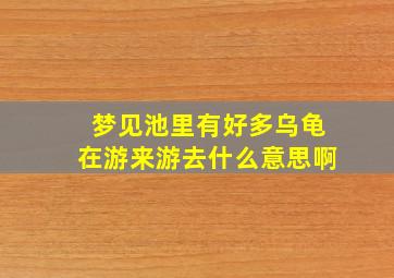 梦见池里有好多乌龟在游来游去什么意思啊