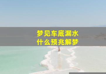 梦见车底漏水什么预兆解梦