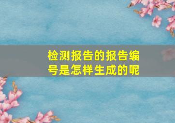 检测报告的报告编号是怎样生成的呢